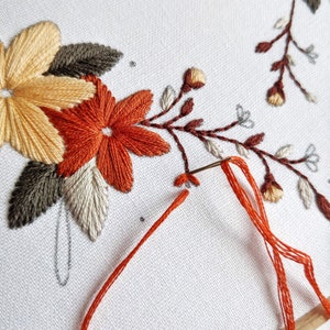 Autumn Heart embroidery kit by Tales from the Hoop. Capture the magic of the changing seasons with this Fall themed hand embroidery craft kit. The finished hoop is a stylish piece of seasonal wall art and a beautiful thoughtful gift.  Emily Bronte