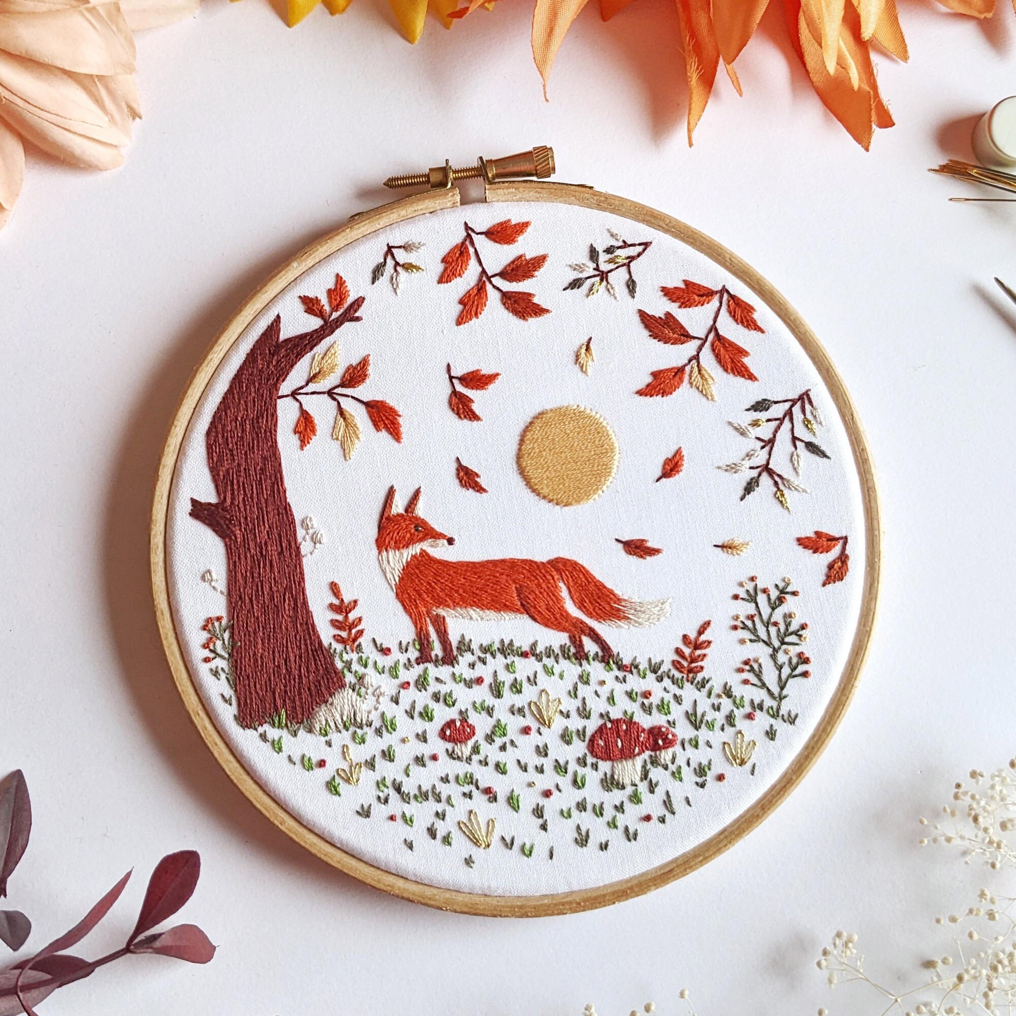 Mushroom Glade Embroidery Kit 6 Hoop Woodland, Forest, Autumn and Fall  Theme DIY Hand Embroidery Craft Kit 