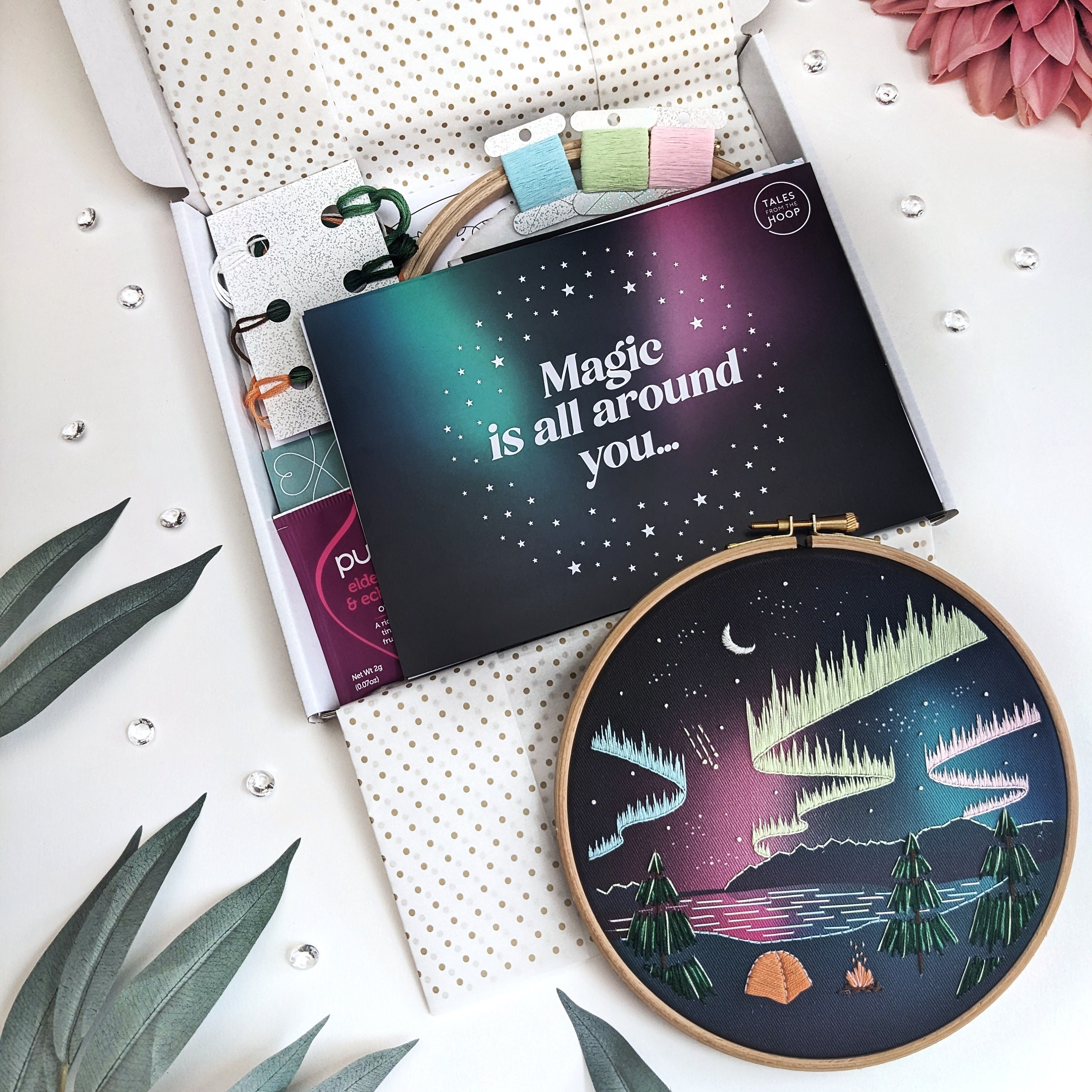 オーロラ刺繍キット：暗闇で光るDIYクラフト、7インチフープ - Etsy 日本