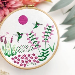 Hummingbird Haven Embroidery Kit • 6&quot; Hoop • Nature, Bird, Wildlife theme • Unique Handmade Craft Gift