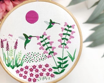 Hummingbird Haven Embroidery Kit • 6" Hoop • Nature, Bird, Wildlife theme • Special Handmade Gift