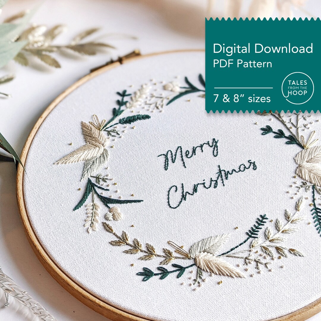 Christmas Wreath Embroidery Pattern • Festive, Winter Theme • Digital ...