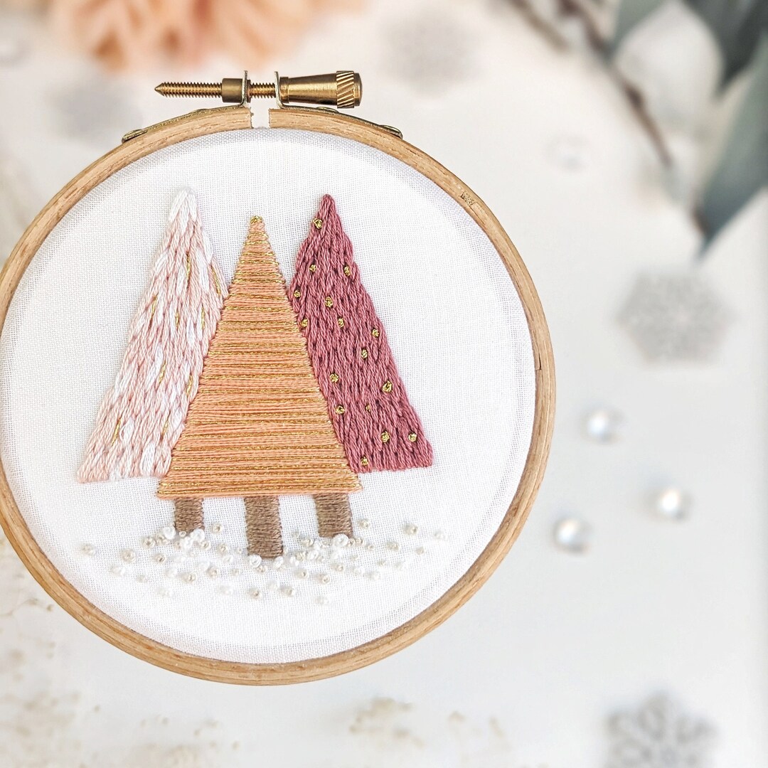 Christmas Trees Mini Easy Embroidery Kit 4 Hoop Boho Etsy UK