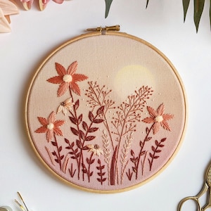 Hazy Days Embroidery Kit • 7" Hoop • Floral, Botanical, Summer Wildflower theme • Thoughtful Handmade Gift