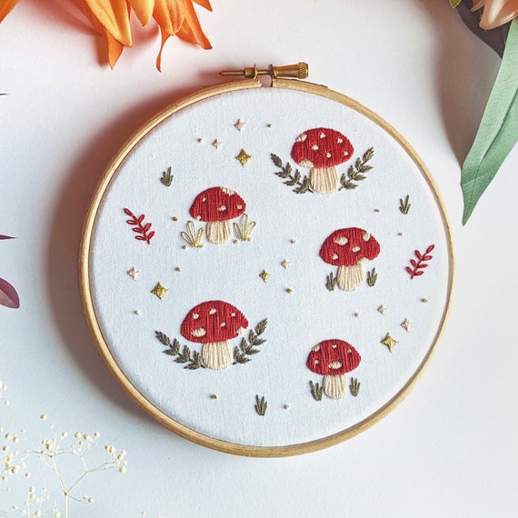 Forest Mushrooms Embroidery Kit, Mushrooms Embroidery, Autumn