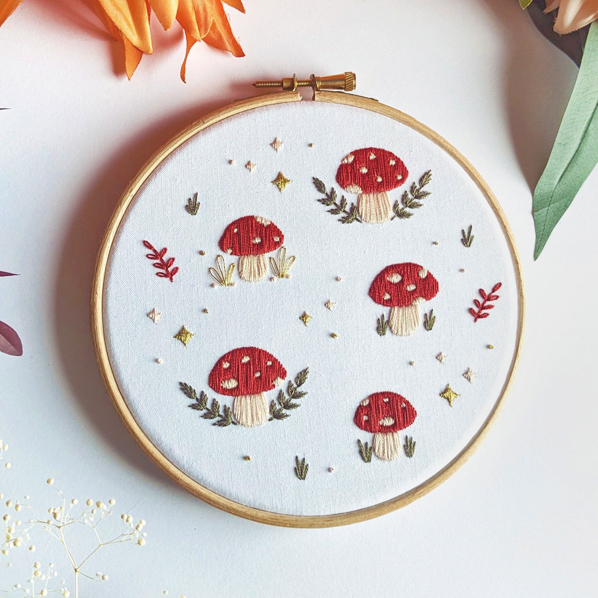 Mushroom - 4 inch Embroidery Hoop