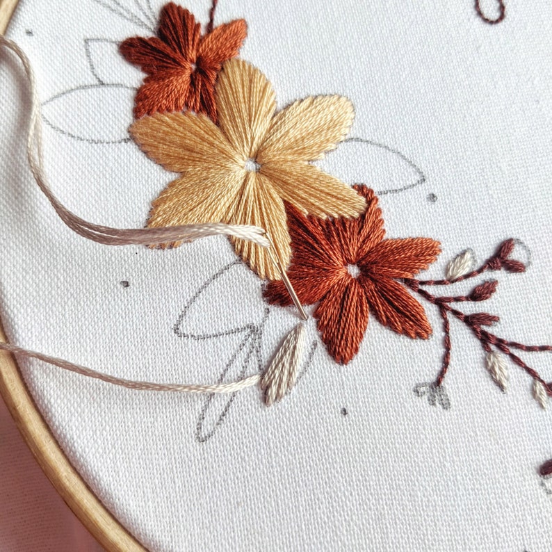 Autumn Heart embroidery kit by Tales from the Hoop. Capture the magic of the changing seasons with this Fall themed hand embroidery craft kit. The finished hoop is a stylish piece of seasonal wall art and a beautiful thoughtful gift.  Emily Bronte