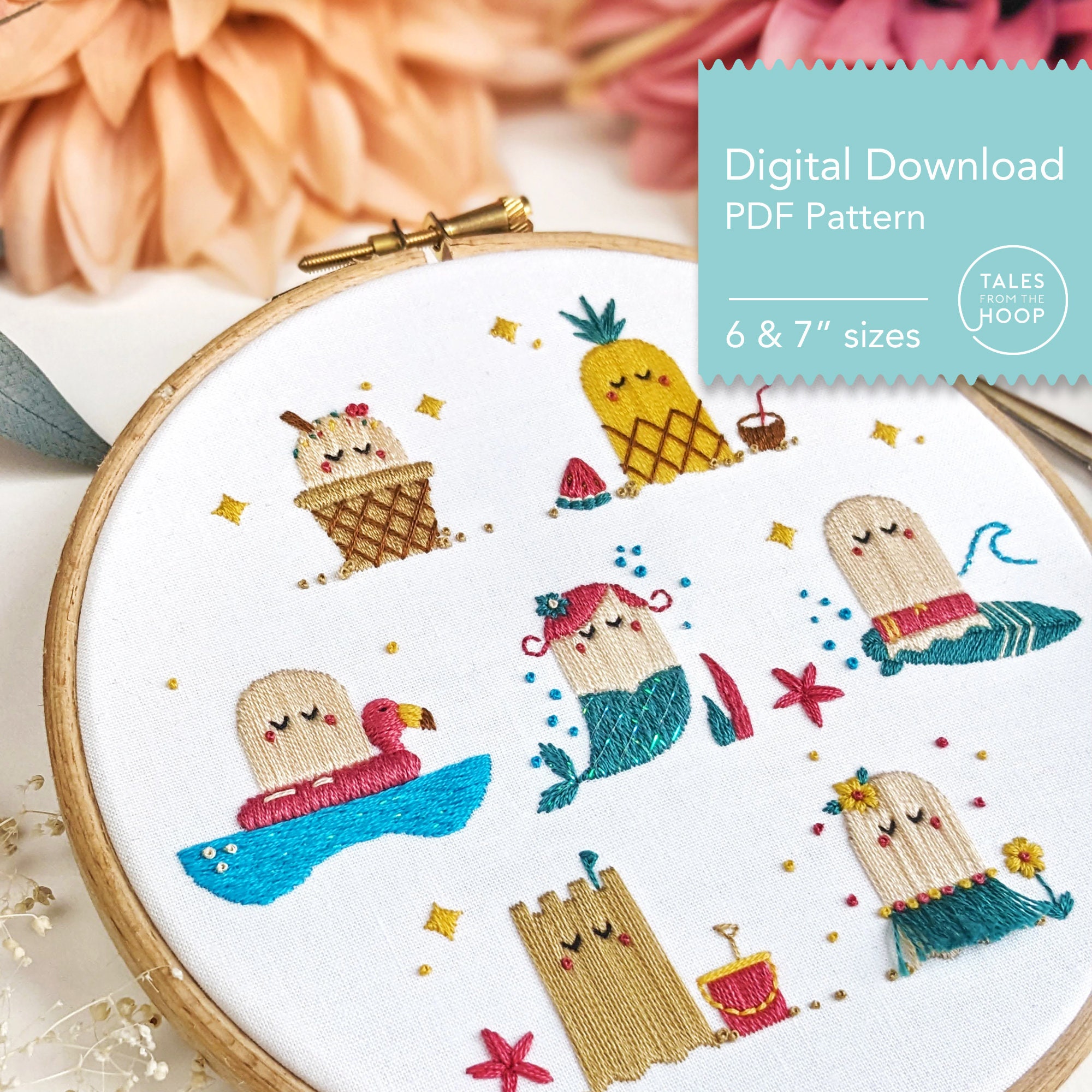 Nautical Embroidery Pattern Transfers (set of 10 hoop designs!) in