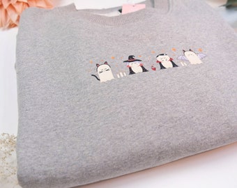 Ghost Party Ladies Sweatshirt • Grey Melange • 100% Organic Cotton Dropped Shoulder Style • Cute Kawaii Cosy Clothing • Gift for her