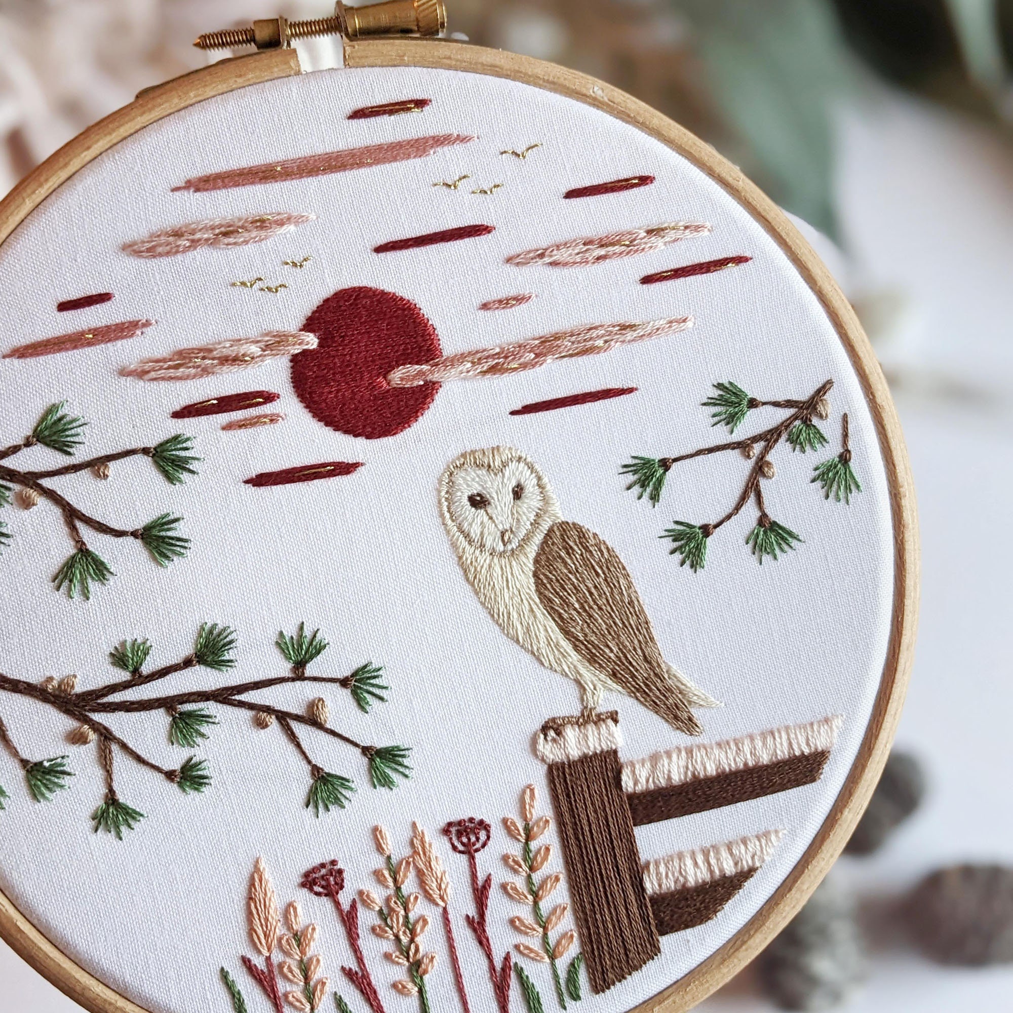 Kit De Broderie Vintage LeeWards Crewel, Motif Hibou Des Neiges, Années 70/80