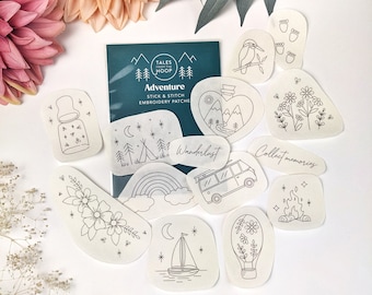 Adventure Stick & Stitch Embroidery Patches: Outdoors, Nature, Camping Theme