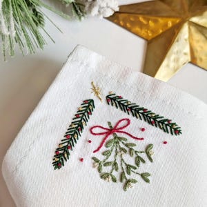 Christmas Corners Stick and Stitch embroidery patches. Add a handmade touch to your Christmas table decor or decoration scheme. Perfect for customised Christmas linens, napkins, fabrics, tablecloths bags and more.