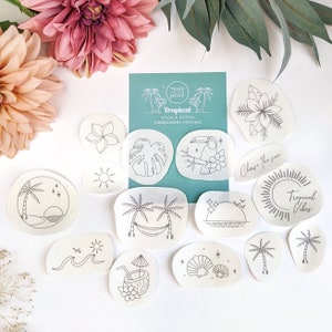 STICK AND STITCH 13pcs Washaway Embroidery Stabilizer Pack Spring Flower  Designs Rinse With Water Embroidery Backing Interfacing 