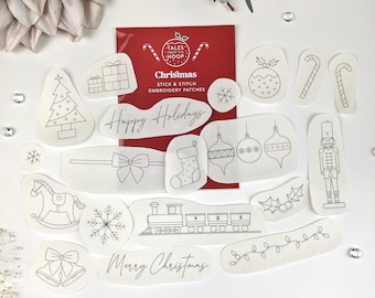 Christmas Stick and Stitch Embroidery Patches: Custom Decoration pack