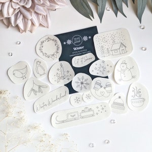 Winter • Stick & Stitch Embroidery Transfer Patches • Water Soluble  • Christmas and Winter theme