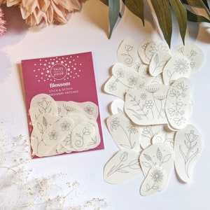Blossom Stick & Stitch Embroidery Patches: Floral Upcycling Pack