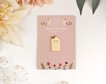 Ghosts in the Garden Magnetic Needle Minder • Rose Gold • Cute Kawaii Floral Ghost Theme • Embroidery Accessory