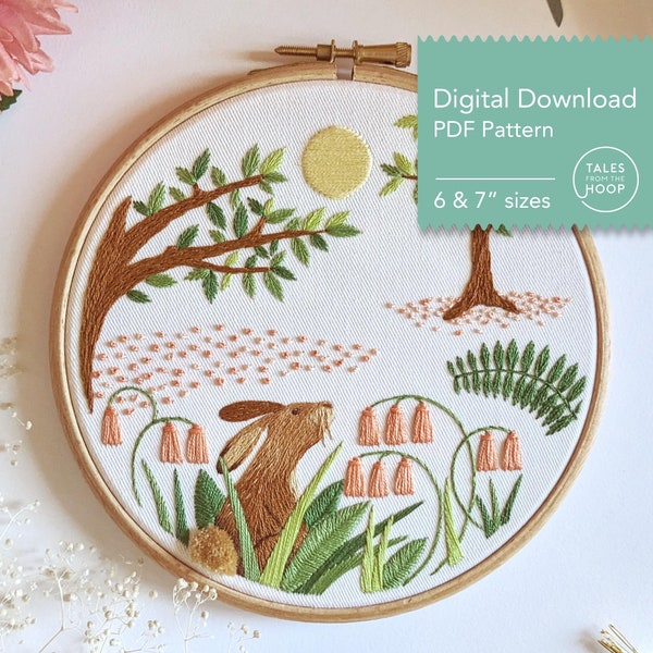Harebells  Embroidery Pattern • Spring and Summer Woodland Forest Animal Theme • Digital PDF download • Needlecraft pattern