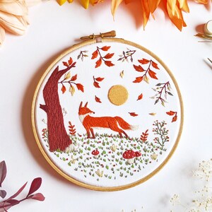 Woodland Fox Embroidery Pattern • Fall Autumn Forest Theme • Digital ...
