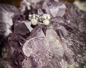 Tiny opal stud earrings