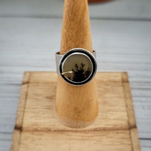 Dendritic agate wide band ring