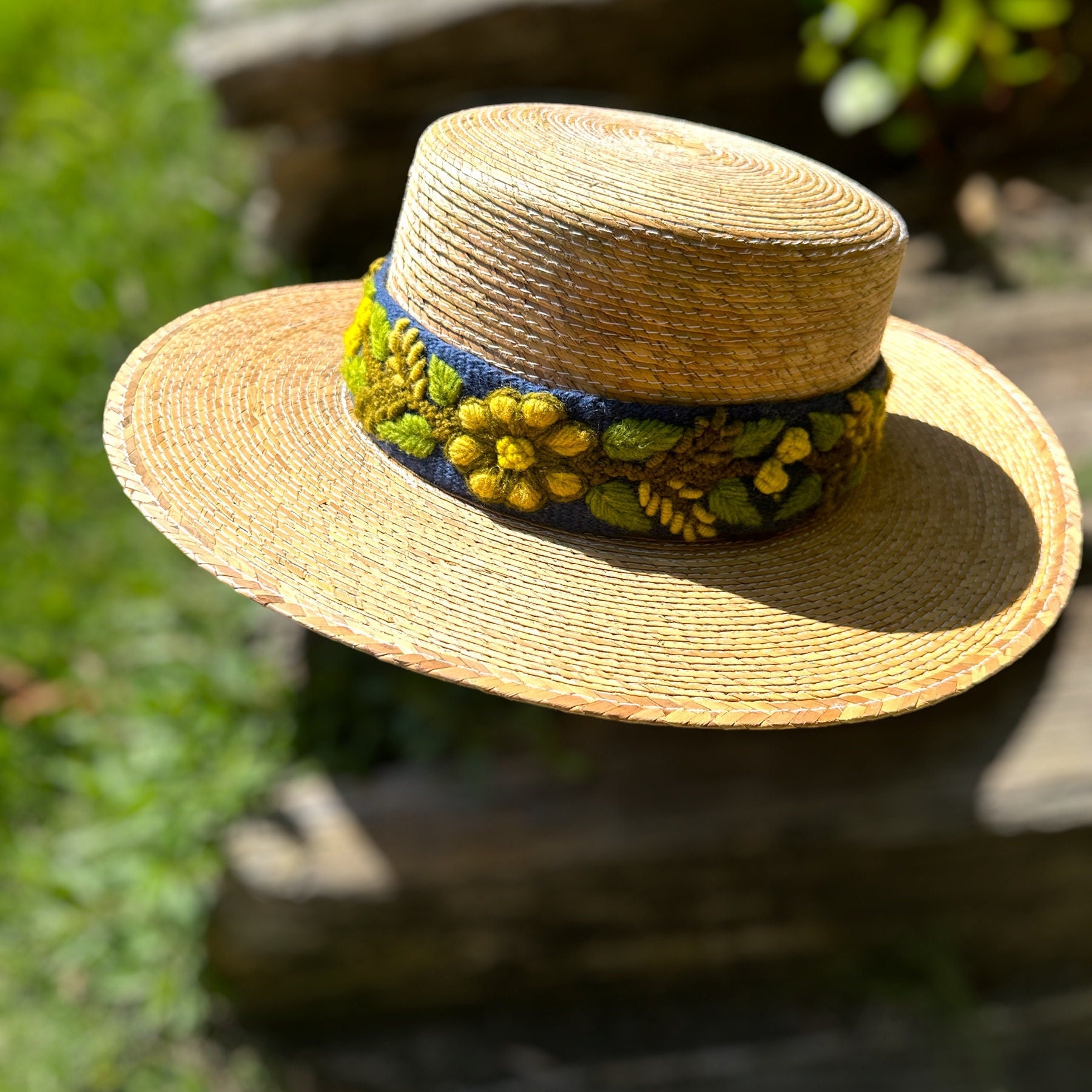 Handmade Palm Leaf Fedora Hat, Wide Brim Hat, Summer , Straw 