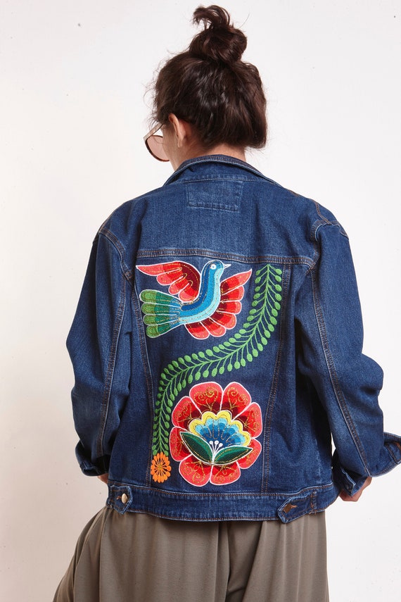 Embroidered Jean Jacket Exclusive Peruvian Handmade | Etsy