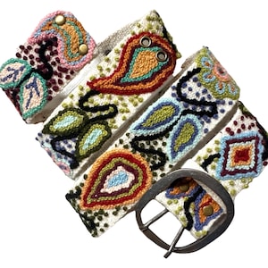 Embroidered  Belt, Peruvian Embroidered Belt, Wool Belt,  Flower Belt, Bohemian Belt, Floral Ethnic Belt, Womens Handmade - Bohemian Mosaic