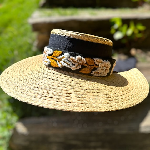 Black and Tan Patterned Straw Hat Vintage straw hat Brown/tan band Tonpsom Mexico XL EUC | eBay main image 2