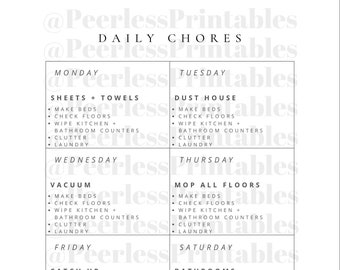 Daily Chore Chart Printable