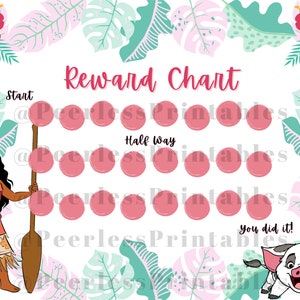 MOANA STICKER CHART, Moana reward chart, Moana potty training chart