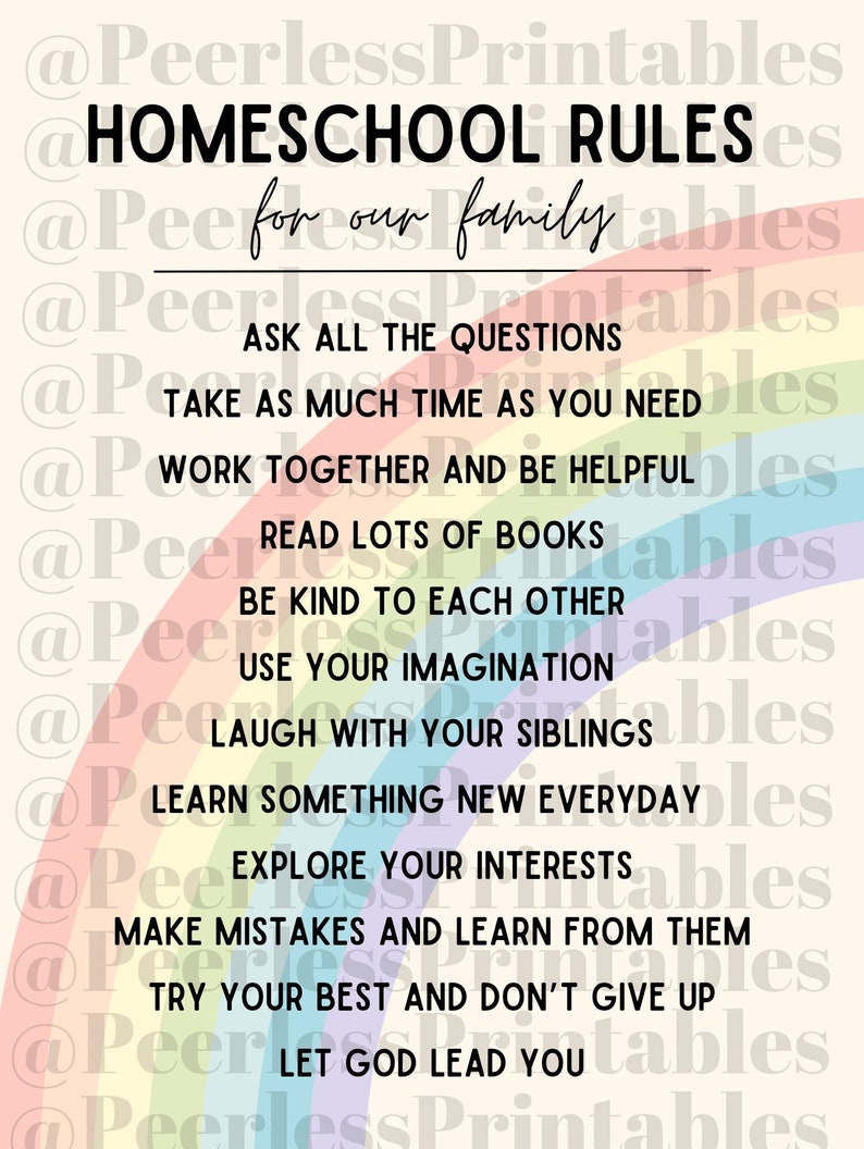 Homeschool Rules Printable Etsy