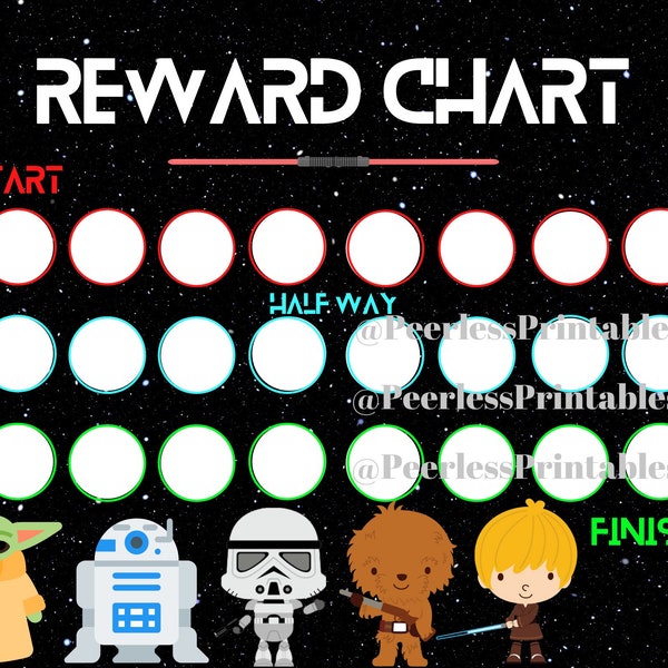 STAR WARS reward chart, sticker chart, chore chart, kids chart
