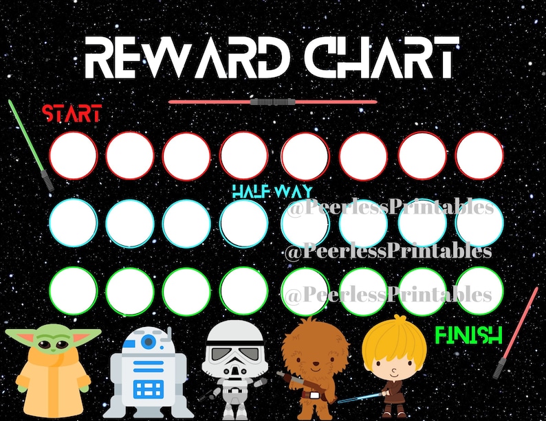 STAR WARS beloningskaart stickerkaart klusjeskaart Etsy Nederland