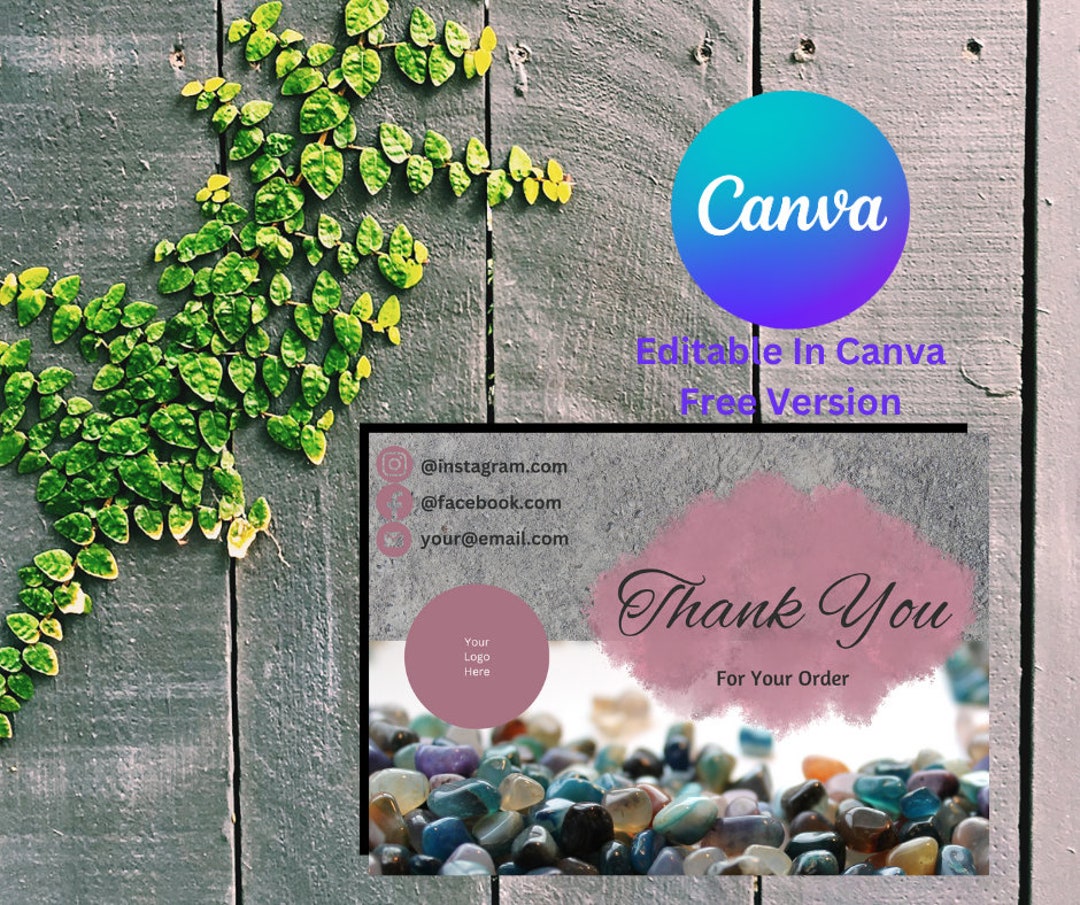 Canva Editable Template Thank You Card Stones - Etsy UK