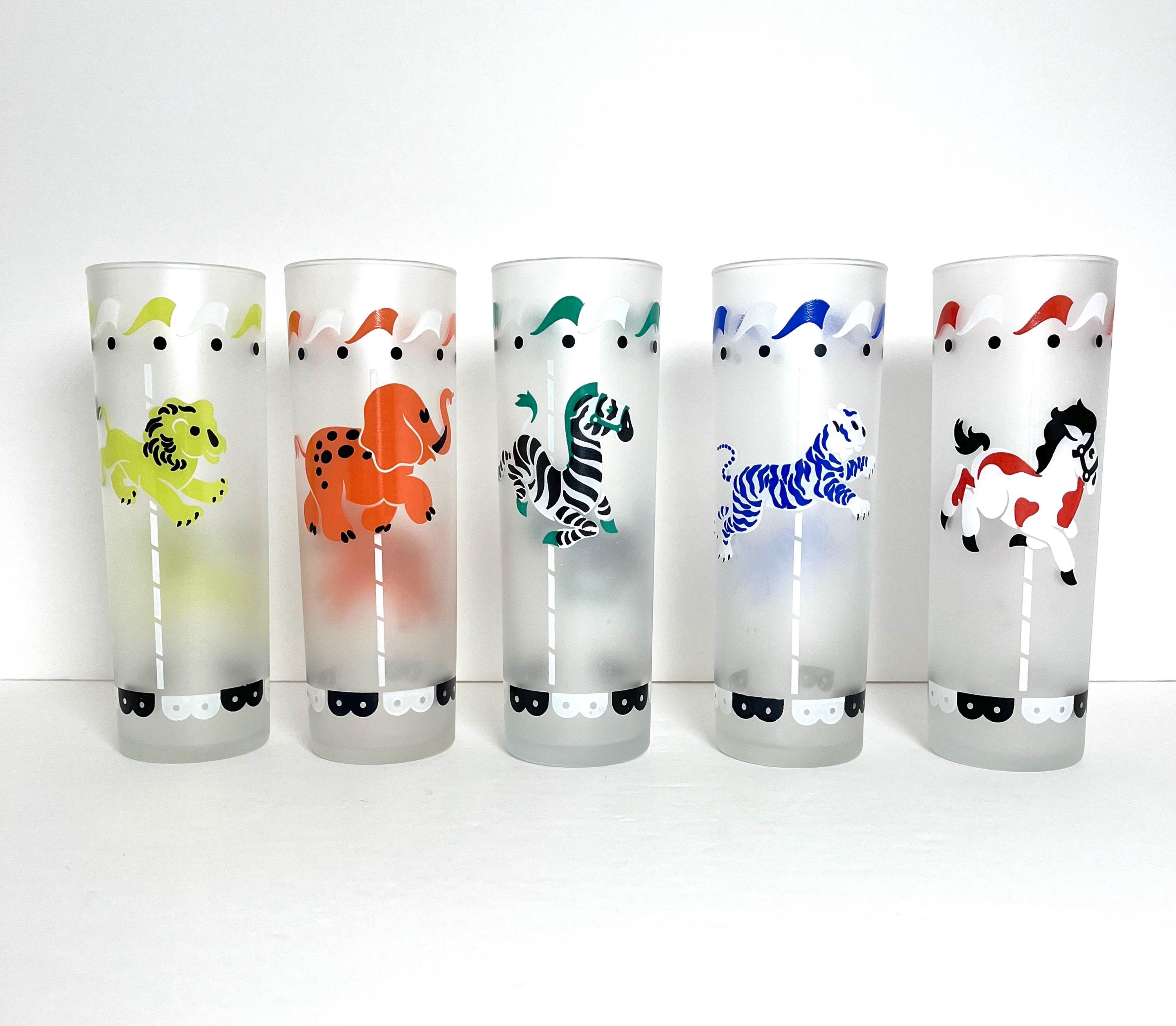 ヴィンテージクリーム瓶3個レトロアニマル·͜· ♡ Vintage Circus Carousel Glass - Etsy