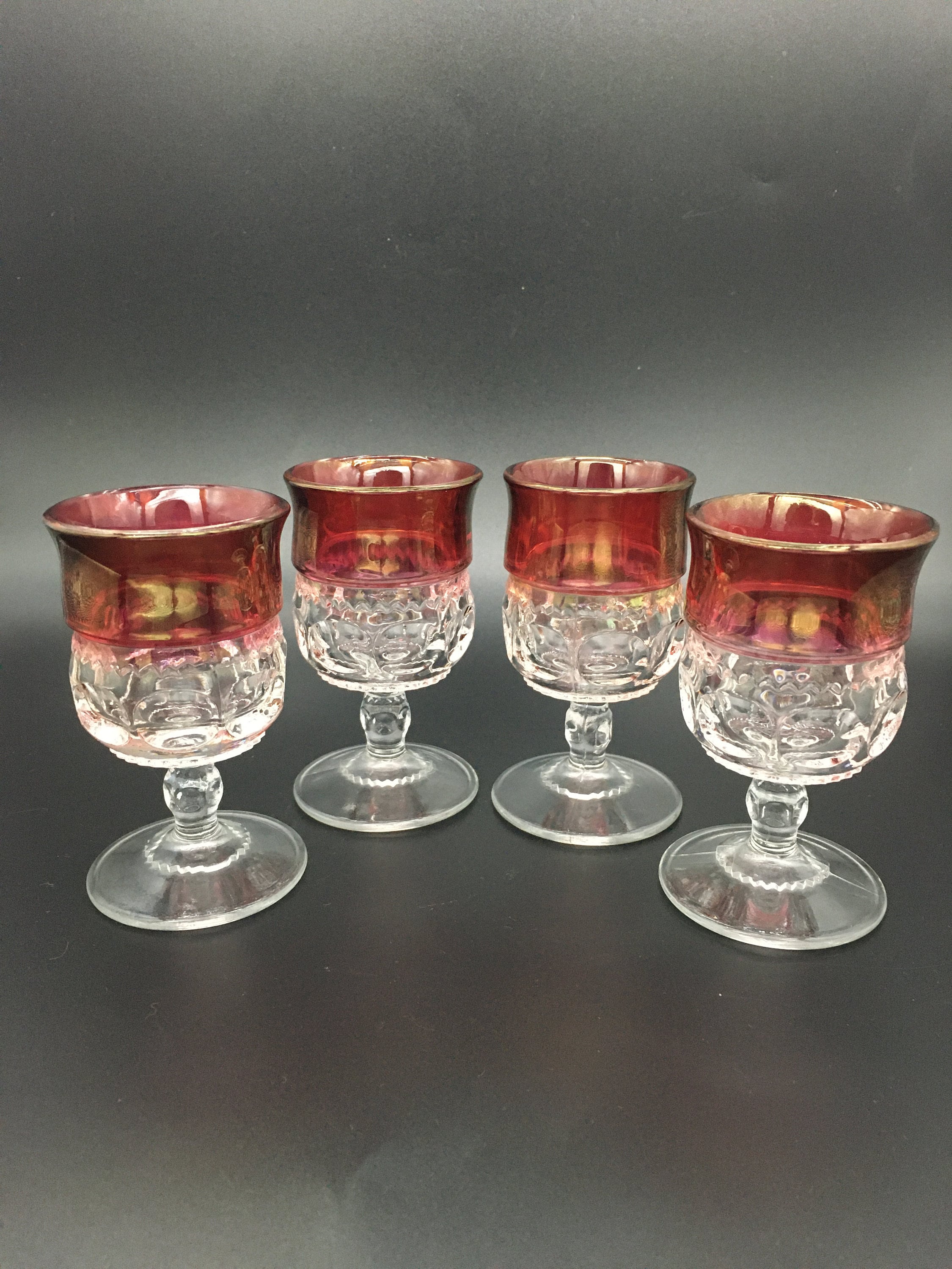 Set of 4 - 3 Oz Footed Golf Ball Ruby Wine Glasses by MORGANTOWN - Ruby Lane