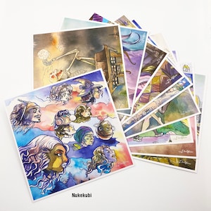 Cartes carrées - choix parmi 10 illustrations de yokaï, tirage d'art