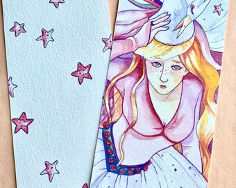 Heron Princess Bookmark: Fantasy Art Print, Bookish Gift