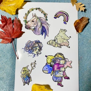 YOKAI - Planche d'autocollants de Yokaï / autocollants drôles et décoratifs  pour bullet journals, planner, planche de stickers de qualité