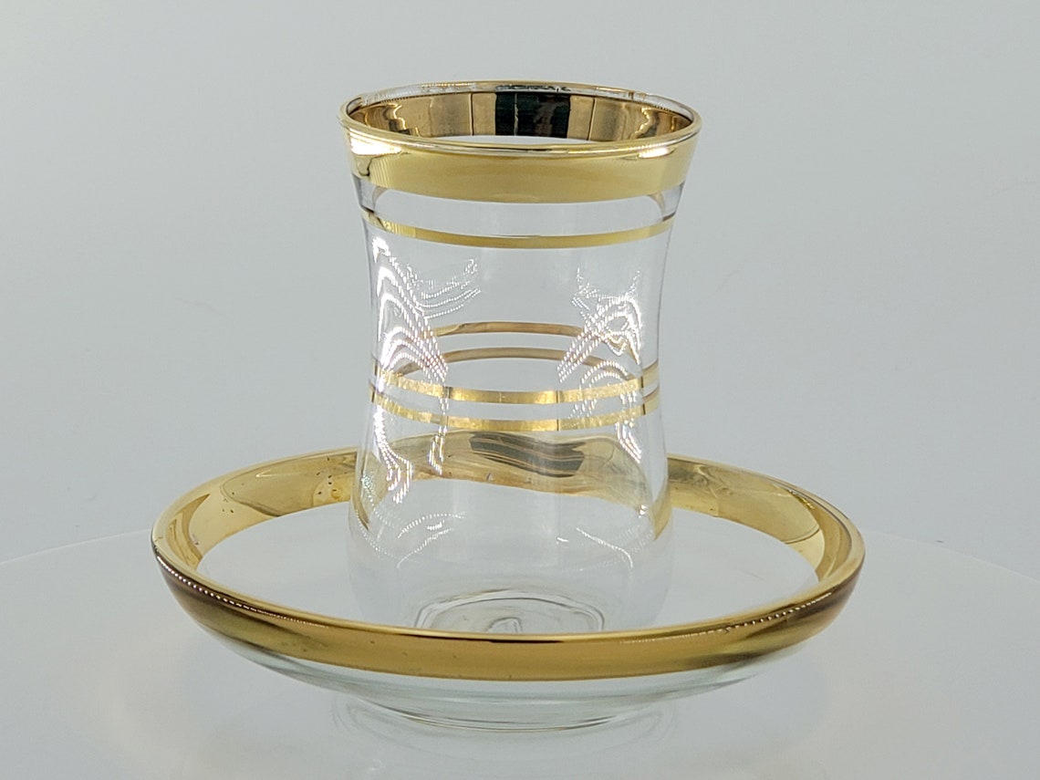 Pasabahce Turkish Tea Set of 5 glasses 6 saucers clear Etsy