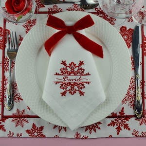 Twelve Days of Christmas Cloth Napkins - Set of 12 napkins – White