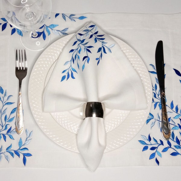 Blue and White Placemats Etsy