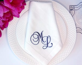 Monogrammed Linen Napkin, Personalized Embroidered Cloth