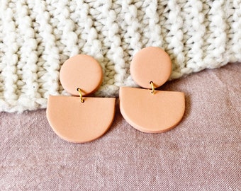 CLAY EARRINGS / Minimal / Statement Earrings/ Terracotta / Soft Clay / Geometric Earrings / Neutral / Lightweight / Handmade