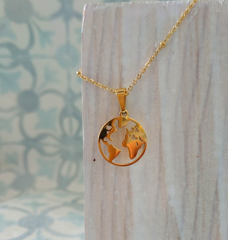 World Necklace Earth Necklace World Map Necklace Etsy