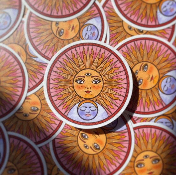 Spiritual Stickersspiritual Sun and Moon Stickerwaterproof Stickers 