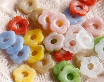 Cloudy blooming Resin Half-hole Flower Beads Charms 1Pc | DIY Supplies Handmade Earrings Necklace Accessories Materials Findings | DIY Kit