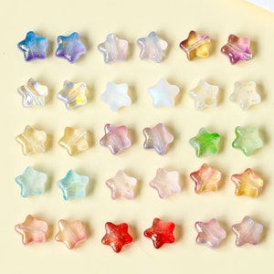 Contas de vidro tchecas em forma de estrela (10 peças) | Contas de estrela de cinco pontas para brincos e joias de miçangas DIY | Suprimentos para colares artesanais