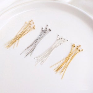 18K Gold Plated Ball Head Pins (10pcs) | Gold, Silver, Platinum Jewellery Findings for DIY Earrings, Necklaces, Bracelets & Craft Supplies